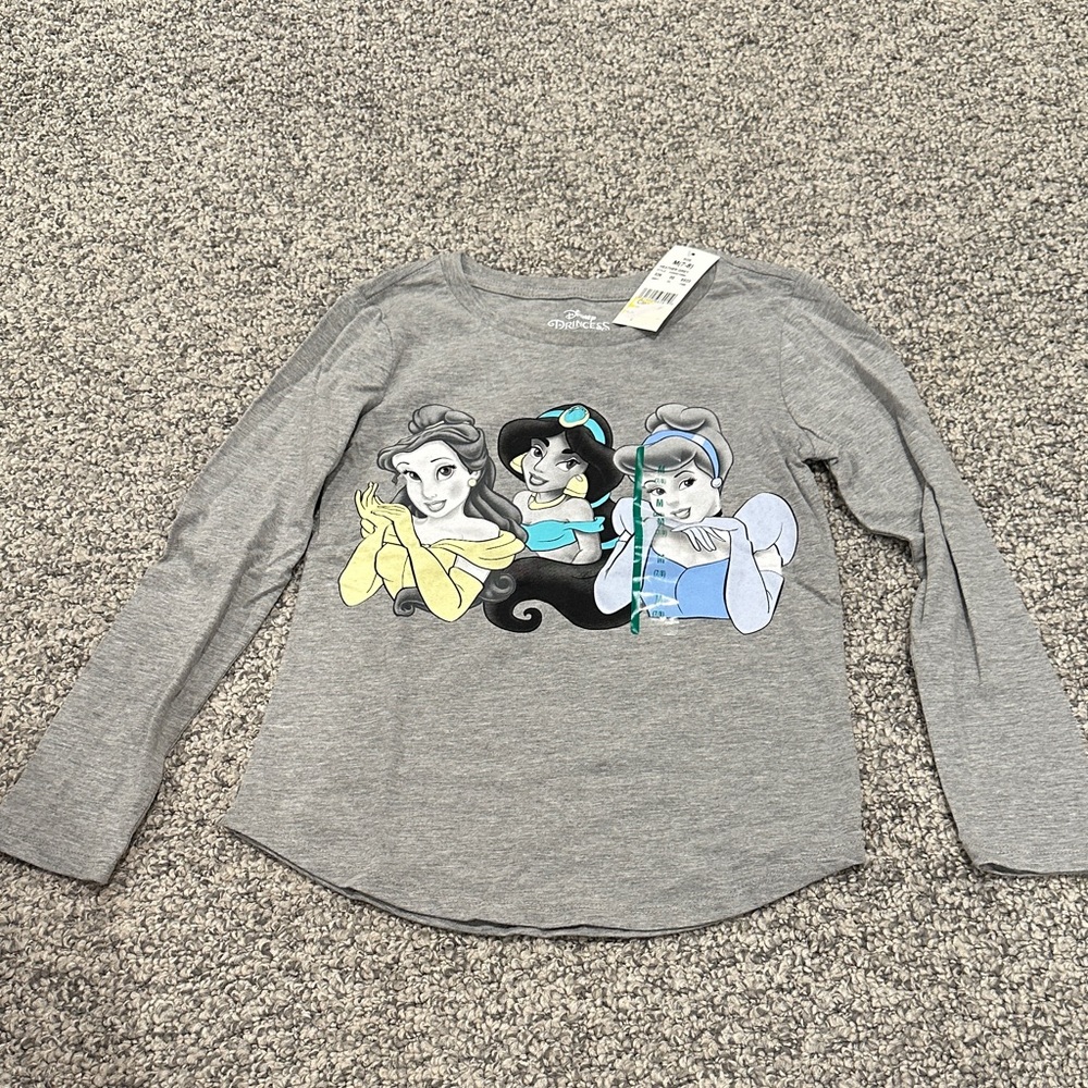 Disney Gray Long Sleeve Shirt with Princess Trio